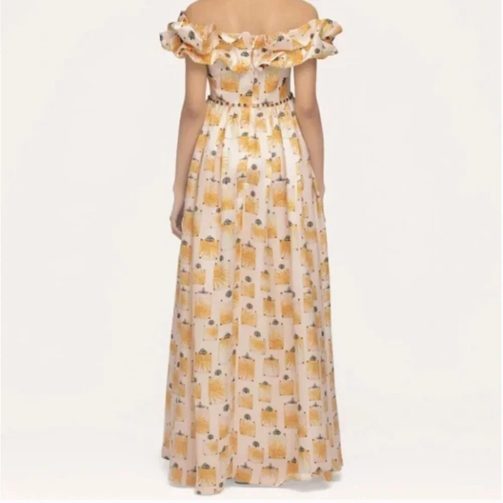 NWT Agua by Agua Bendita Silk Espliego Bisuteria Maxi Dress Large - Picture 4 of 12